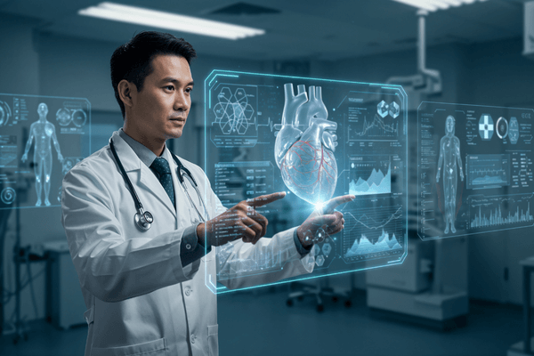 A futuristic healthcare facility in China, showcasing advanced technology and modern architecture for patient care and treatment.