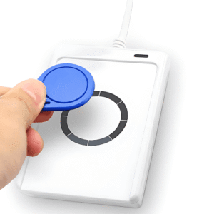 Compact Pearl White NFC RFID USB Reader with LED Indicators - Specimen Track